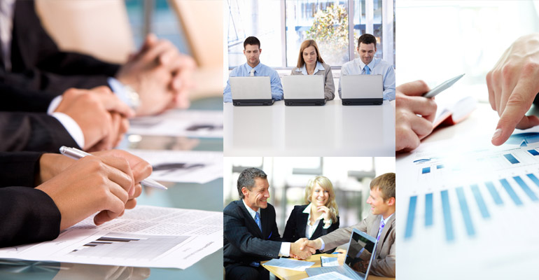 A colour picture showing clients working with Valleybridge IT.
