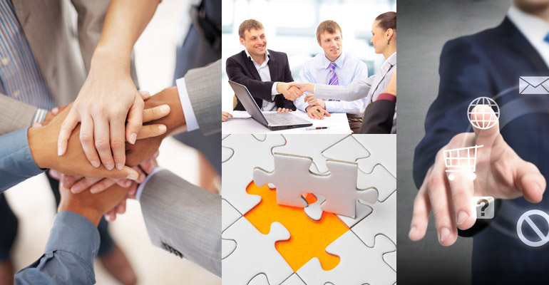 A colour picture showing people interacting in a business setting as a metaphor to the IT business process of Valleybridge IT.